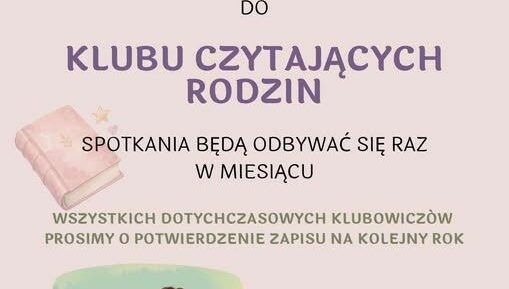 #htmlcaption_73731 Trwają zapisy do Klubu Czytających Rodzin